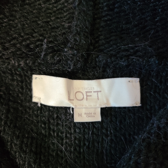 Black Brown Cowl Neck Knit Alpaca Wool Blend Neutral Cozy Sweater Womens Medium - Picture 5 of 9